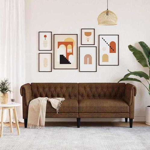 vidaXL Chesterfieldbank Geruit Bruin Faux suede leer, Huis en Inrichting, Zetels | Zetels, Nieuw, Verzenden