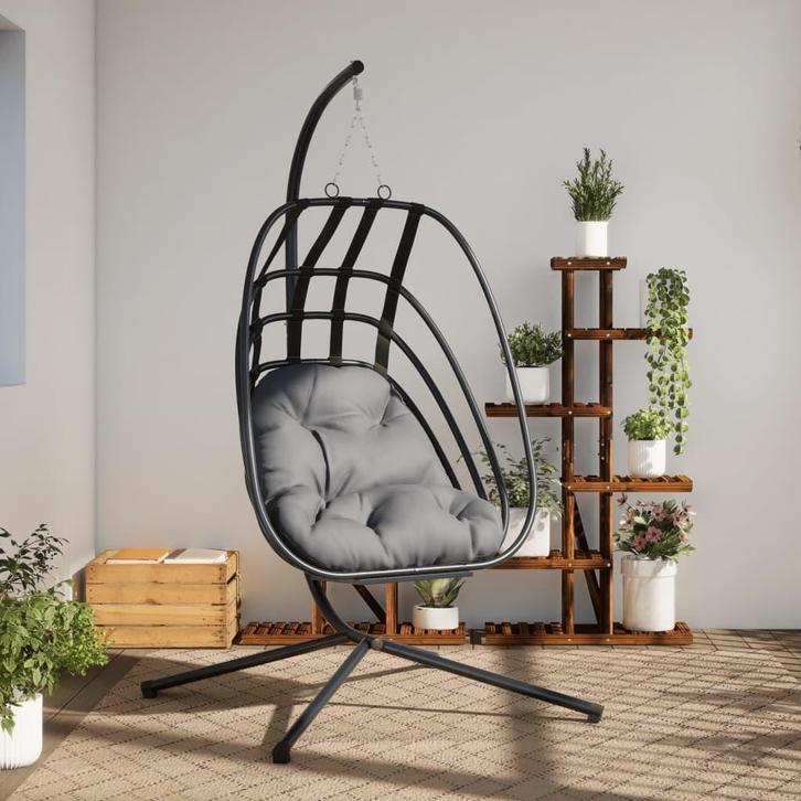 vidaXL Hangende Egg Chair met standaard antraciet staal, Tuin en Terras, Overige Tuin en Terras, Nieuw, Verzenden