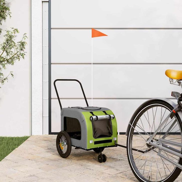 vidaXL Fietskar voor huisdieren Groen en rood 124.5 x 63.5 x, Dieren en Toebehoren, Overige Dieren-accessoires, Nieuw, Verzenden