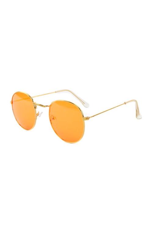 Ronde Zonnebril Round Metal Goud Montuur Rond Oranje Glazen, Handtassen en Accessoires, Zonnebrillen en Brillen | Dames, Oranje