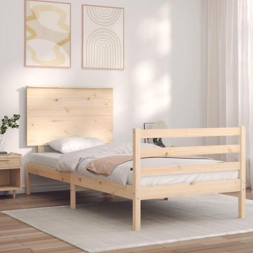 vidaXL Bedframe met hoofdbord massief hout, Huis en Inrichting, Slaapkamer | Bedden, Nieuw, Verzenden