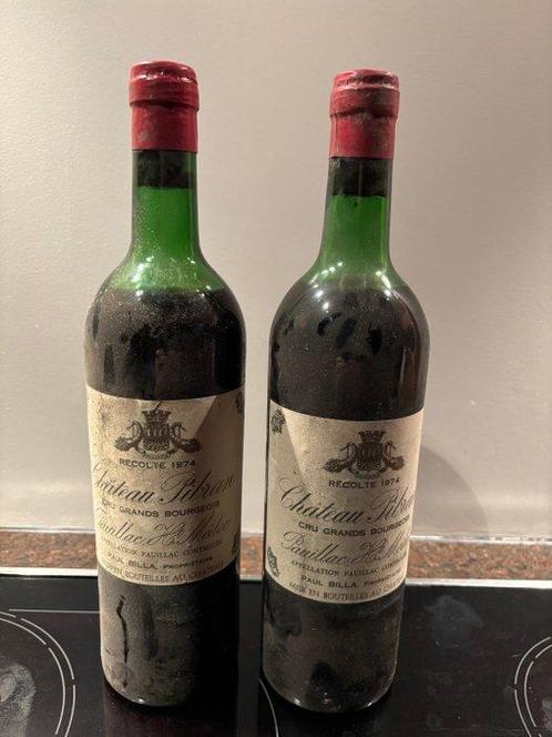1974 Château Pibran - Pauillac - 2 Flessen (0.75 liter), Verzamelen, Wijnen