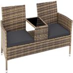 tectake Wicker tuinbank met tafel - natuur/donkergrijs, Tuin en Terras, Tuinsets en Loungesets, Verzenden, Nieuw