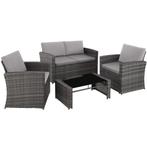 tectake Wicker lounge Lucca - grijs/lichtgrijs, Jardin & Terrasse, Verzenden