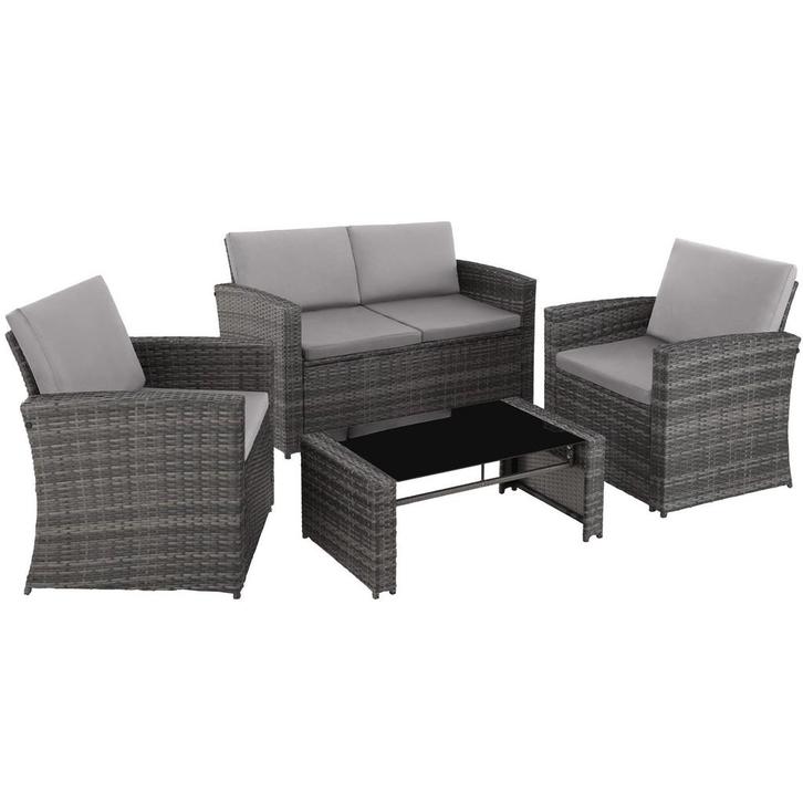 tectake Wicker lounge Lucca - grijs/lichtgrijs, Jardin & Terrasse, Ensembles de jardin, Envoi