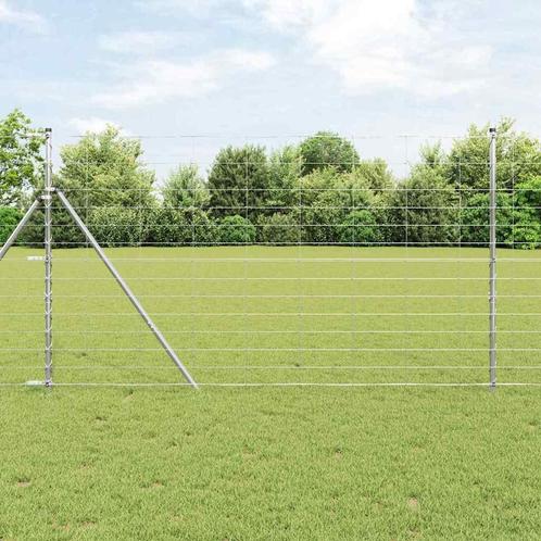 vidaXL Weidehekwerk Zilver 25 x 1.4 m Gegalvaniseerd staal, Tuin en Terras, Tuinhekken en Hekwerk, Nieuw, Verzenden