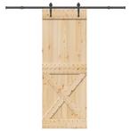 vidaXL Schuifdeur met beslag 85x210 cm massief grenenhout, Doe-het-zelf en Bouw, Deuren en Vliegenramen, Verzenden, Nieuw