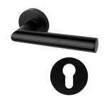 Deurklink geveerd Modern mat zwart rond met ronde cilinde..., Doe-het-zelf en Bouw, Ophalen of Verzenden, Nieuw, IJzer, Klink of Kruk