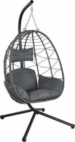 2dekans | Polyrotan Hangstoel Aria - Grijs - Incl. onderstel, Tuin en Terras, Ophalen of Verzenden, Nieuw