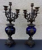 Kandelaber - Marmer, Aardewerk - Paar vijfarmige kandelaars