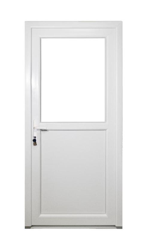 PVC Deur 1/2 glas Premium b93xh208 cm wit L, Doe-het-zelf en Bouw, Deuren en Vliegenramen, Nieuw, Glas, Kunststof, Metaal, Buitendeur