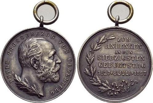 Bronze-medaille 1897 Oldenburg Nicolaus Friedrich Peter 1..., Postzegels en Munten, Penningen en Medailles, Verzenden