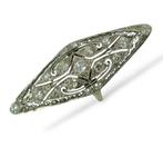 Ring - 14 karaat Witgoud, Art Deco zeer grote 14K goud en, Nieuw