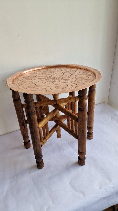Bijzettafel - Hout, Koper - Antieke vouwtafel, Antiek en Kunst, Curiosa en Brocante