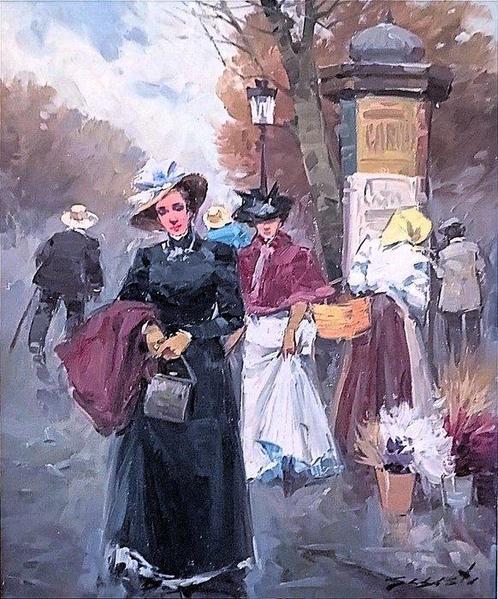 Luis Arana Sagasta (1929) - Paseo por el Boulevard, Antiek en Kunst, Kunst | Schilderijen | Klassiek