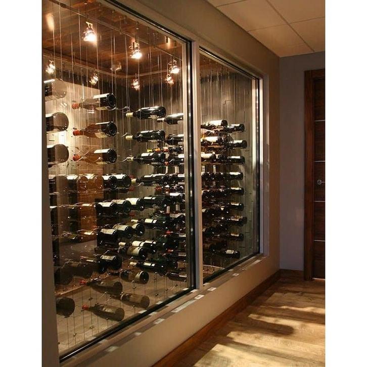 Zwart staalkabel ophangsysteem voor wijnflessen, Tuin en Terras, Overige Tuin en Terras, Verzenden