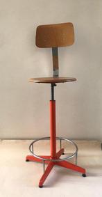 Industrial Stool - Kruk - Hout, Staal, IJzer - vintage