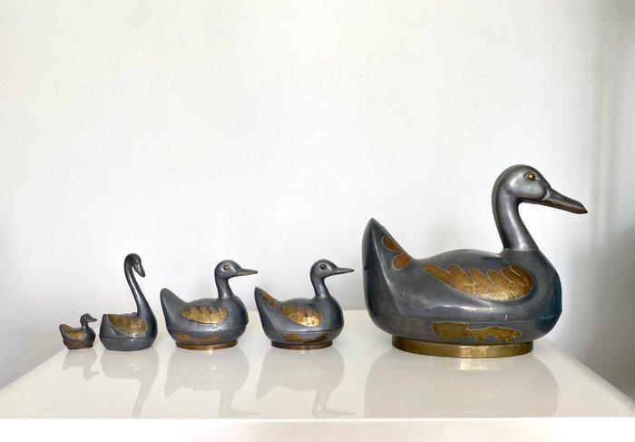 Beeld, Eenden zwaantje - 26 cm - Messing, Tin, Antiek en Kunst, Curiosa en Brocante