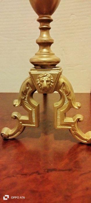 Vuurbok (2) - leeuwen - Verguld brons - Paar bronzen, Antiek en Kunst, Curiosa en Brocante