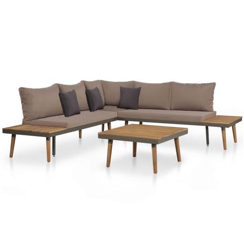 vidaXL 4-delige Loungeset met kussens massief acaciahout, Jardin & Terrasse, Ensembles de jardin, Envoi