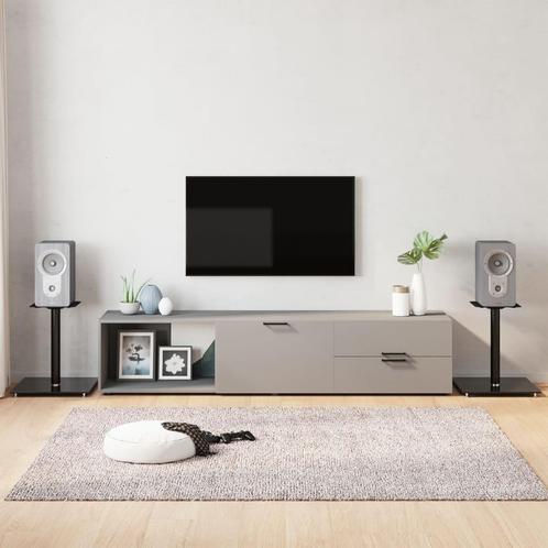 vidaXL Luidsprekerstandaards 2 st 1 pijler gehard glas zwart, Audio, Tv en Foto, Luidsprekerboxen, Nieuw, Verzenden