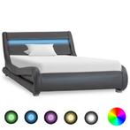 vidaXL Cadre de lit avec LED Gris Similicuir 100 x 200, Maison & Meubles, Chambre à coucher | Lits, Neuf, Verzenden