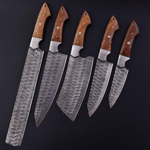 Couteau de cuisine - Chefs knife - Bois et acier plié avec, Antiek en Kunst, Antiek | Keukengerei