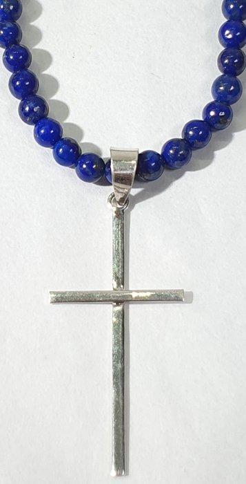 NATUURLIJKE Lapis Lazuli en ZILVER 925 KRUIS - EERSTE, Antiek en Kunst