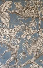 300x280cm ! Tissu rare en panama avec Leopardi - bleu