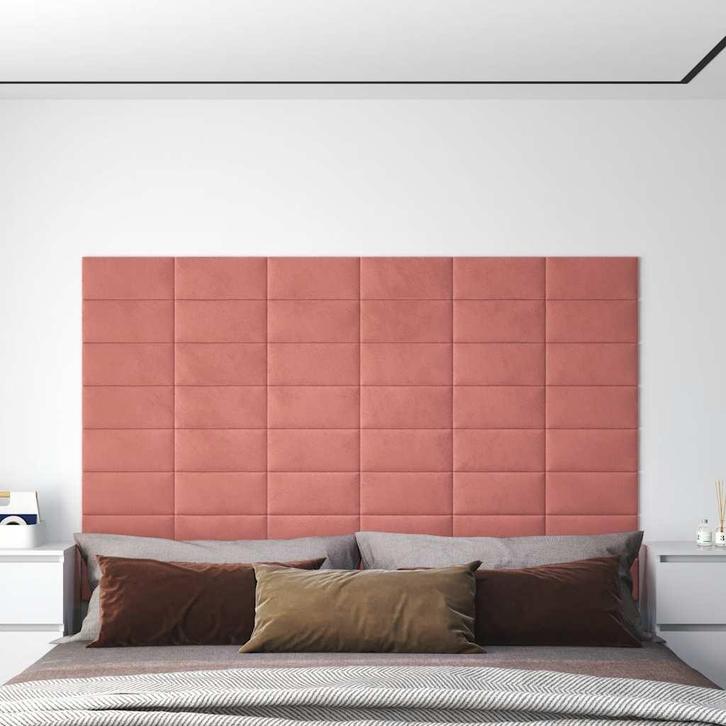 vidaXL Wandpanelen 12 st 0,54 m² 30x15 cm fluweel roze, Doe-het-zelf en Bouw, Platen en Panelen, Nieuw, Verzenden