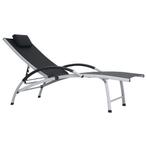 vidaXL Ligbed aluminium textileen zwart, Tuin en Terras, Verzenden, Nieuw