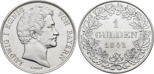 Gulden 1842 Bayern Ludwig I 1825-1848, Postzegels en Munten, Munten | Europa | Niet-Euromunten, Verzenden