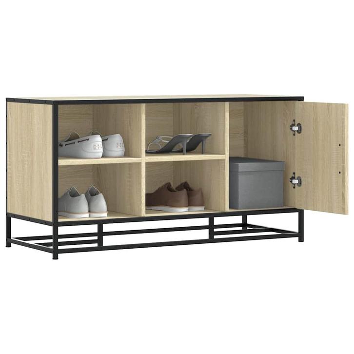 vidaXL Schoenenbank 100x40x53,5 cm bewerkt hout en metaal, Maison & Meubles, Maison & Meubles | Autre, Envoi