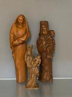 sculptuur, Lot 3 houten Maria met kind - 38 cm - Hout, Antiek en Kunst