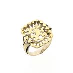 Gouden artistieke/abstracte ring (unisex, pinkring), Handtassen en Accessoires, Ringen, Gebruikt, Overige kleuren, Ophalen of Verzenden