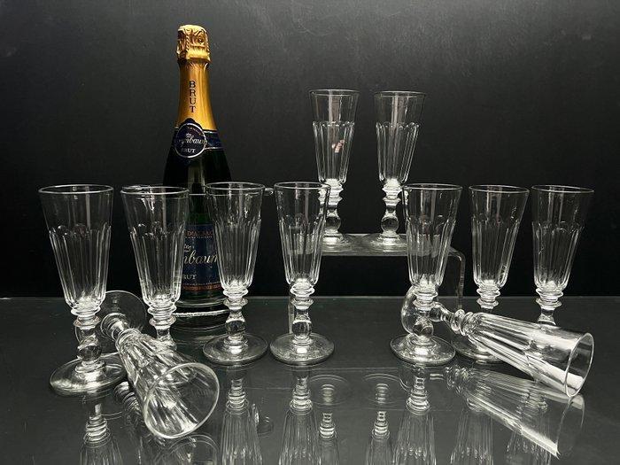 Champagne fluitje (11) - Faceted cotes, plats, kristal,, Antiek en Kunst, Antiek | Meubels | Tafels