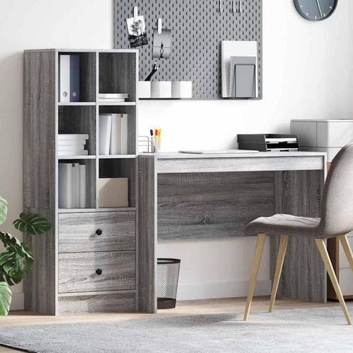 vidaXL Bureau met opslag met lade 2 pcs Grijs sonoma 100 x, Huis en Inrichting, Kasten | Dressoirs, Nieuw, Verzenden