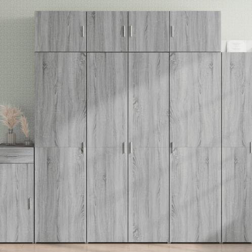 vidaXL Opbergkast 80x42,5x225 cm bewerkt hout grijs sonoma, Huis en Inrichting, Kasten | Dressoirs, Nieuw, Verzenden