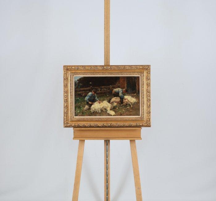 Willem Hendrik van der Nat (1864–1929) - Schapenscheerders, Antiek en Kunst, Kunst | Schilderijen | Klassiek