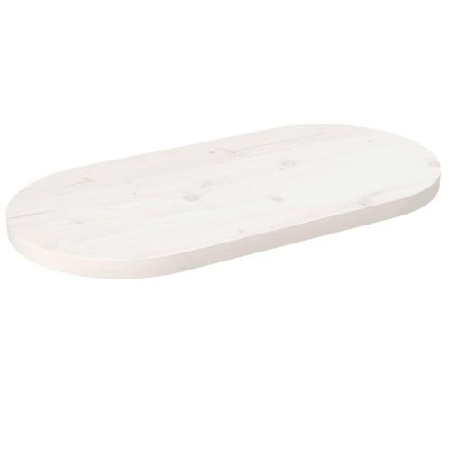 vidaXL Tafelblad ovaal 80x40x2,5 cm massief grenenhout wit, Huis en Inrichting, Tafelonderdelen, Nieuw, Verzenden