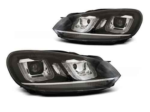 U-LED koplampen Chrome geschikt voor VW Golf 6, Auto-onderdelen, Verlichting, Nieuw, Volkswagen, Verzenden