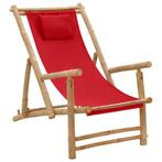 vidaXL Chaise de terrasse Bambou et toile Rouge, Neuf, Verzenden