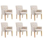 vidaXL Chaises à manger avec accoudoirs lot de 6 beige, Verzenden, Neuf