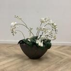 Tweedehands stenen plantenbak met Orchidee kunstplant, 90 cm