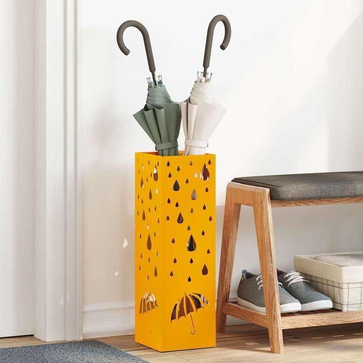 vidaXL Opslaghaak & Rek Mosterdgeel 15.5 x 15.5 x 49 cm, Huis en Inrichting, Woonaccessoires | Paraplubakken, Nieuw, Verzenden