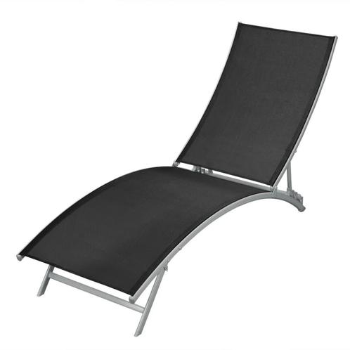 vidaXL Ligbed staal en textileen zwart, Jardin & Terrasse, Chaises longues, Envoi