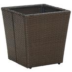 vidaXL Salontafel 41,5x41,5x44 cm poly rattan en gehard glas, Verzenden, Nieuw