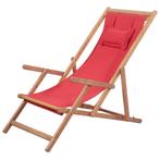 vidaXL Strandstoel inklapbaar stof en houten frame rood, Tuin en Terras, Verzenden, Nieuw