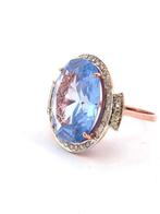 Zonder Minimumprijs - Ring - 9 kt. Roségoud, Zilver Topaas -, Nieuw
