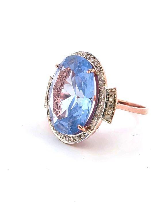 Zonder Minimumprijs - Ring - 9 kt. Roségoud, Zilver Topaas -, Handtassen en Accessoires, Ringen